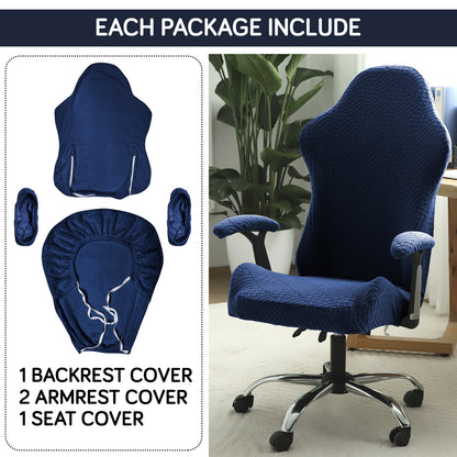 Gaming Chair Cover Elastic Jacquard Computer Rotating Chair Seat Covers Slipcover, Navy Blue