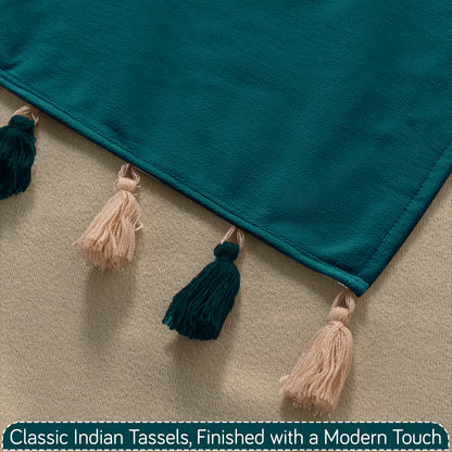 Holland Velvet 5-Seater Sofa Cover (3+1+1), TasselTone Series | Teal