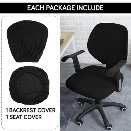 Water Repellent Office Chair Cover for Task Chair – 210 GSM Stretchable Jacquard – Washable & Anti-Slip – Fits Small Office Chairs Without Headrest, Black