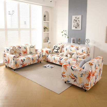 Premium Printed Velvet Sofa Cover 1/2/3 Seaters Fully Covered, Amber Serene Flora