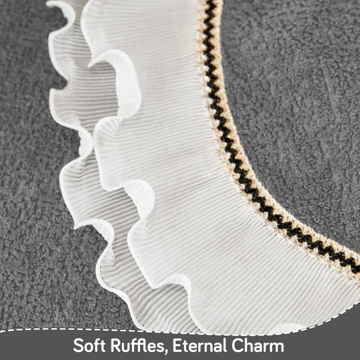 French Classic Frill Wavy Sofa Cover Mat with Curve & Lace - Moonstone Grey