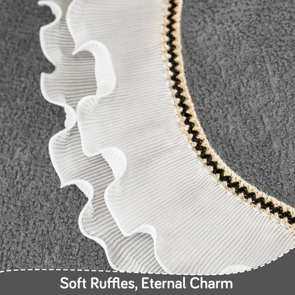 French Classic Frill Wavy Sofa Cover Mat with Curve & Lace - Moonstone Grey