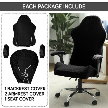 Gaming Chair Cover Elastic Jacquard Computer Rotating Chair Seat Covers Slipcover, Black