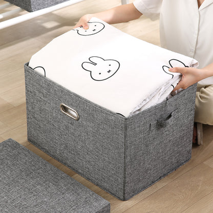 Multipurpose Foldable Storage Box with Lid, Extra Large 50x35x32 cm, Grey