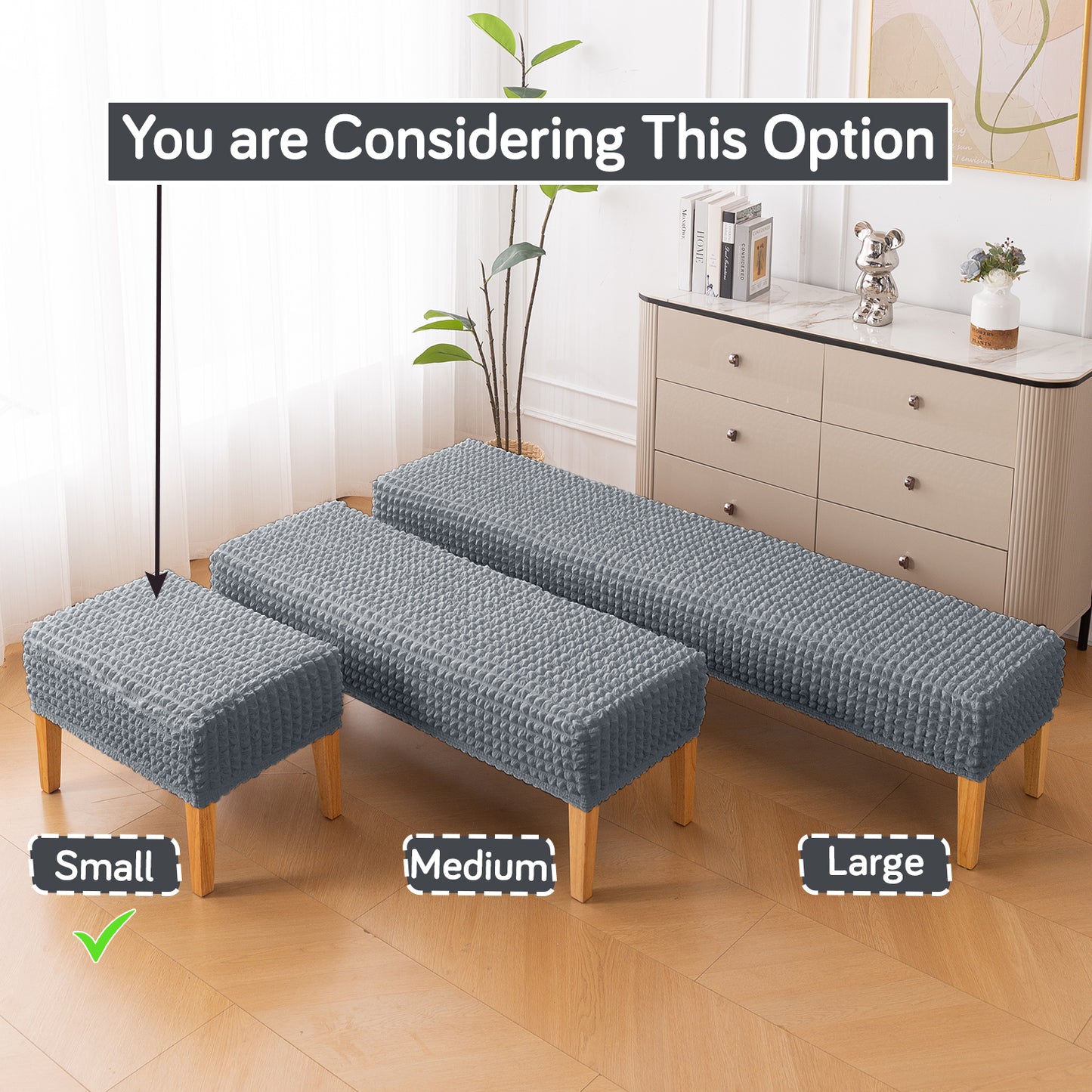 Aria Nova 280 GSM Bubble Stretchable Foot Rest Stool Cover, Dark Grey