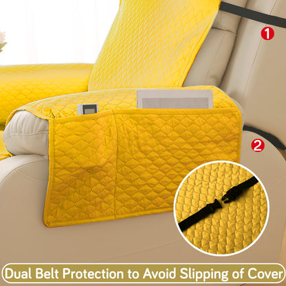 Quilted Recliner Mats for 1 Seater Recliner Sofa, Yellow