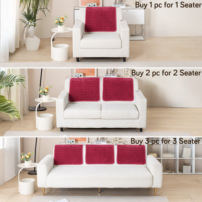 Diamond Plush Pebble Quilted Sofa Cover Mat, Wine