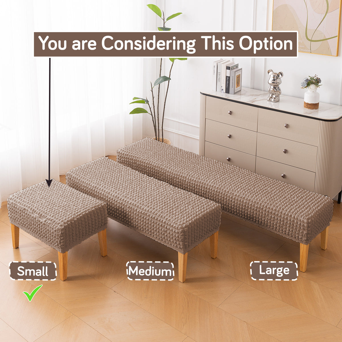 Aria Nova 280 GSM Bubble Stretchable Foot Rest Stool Cover, Mocha Brown