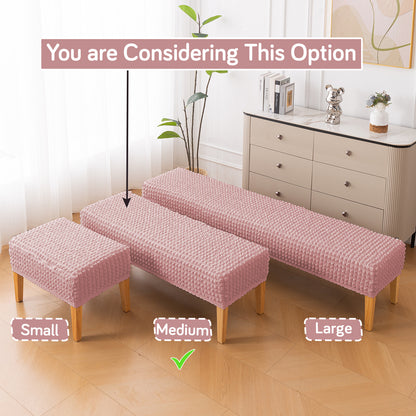 Aria Nova 280 GSM Stretchable Bubble Dining Bench Cover, Tea Rose Pink