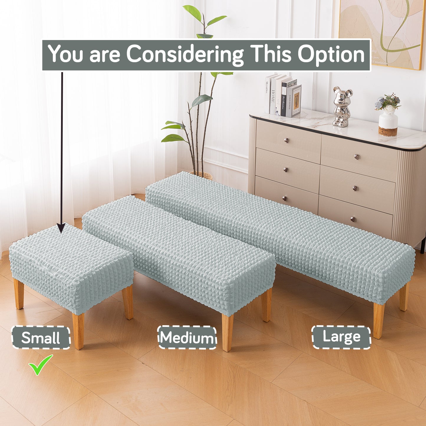 Aria Nova 280 GSM Bubble Stretchable Foot Rest Stool Cover, Light Grey