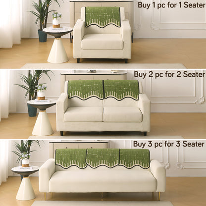 Premium Supple Soft Wavy with Curve Sofa Cover Mat, Green