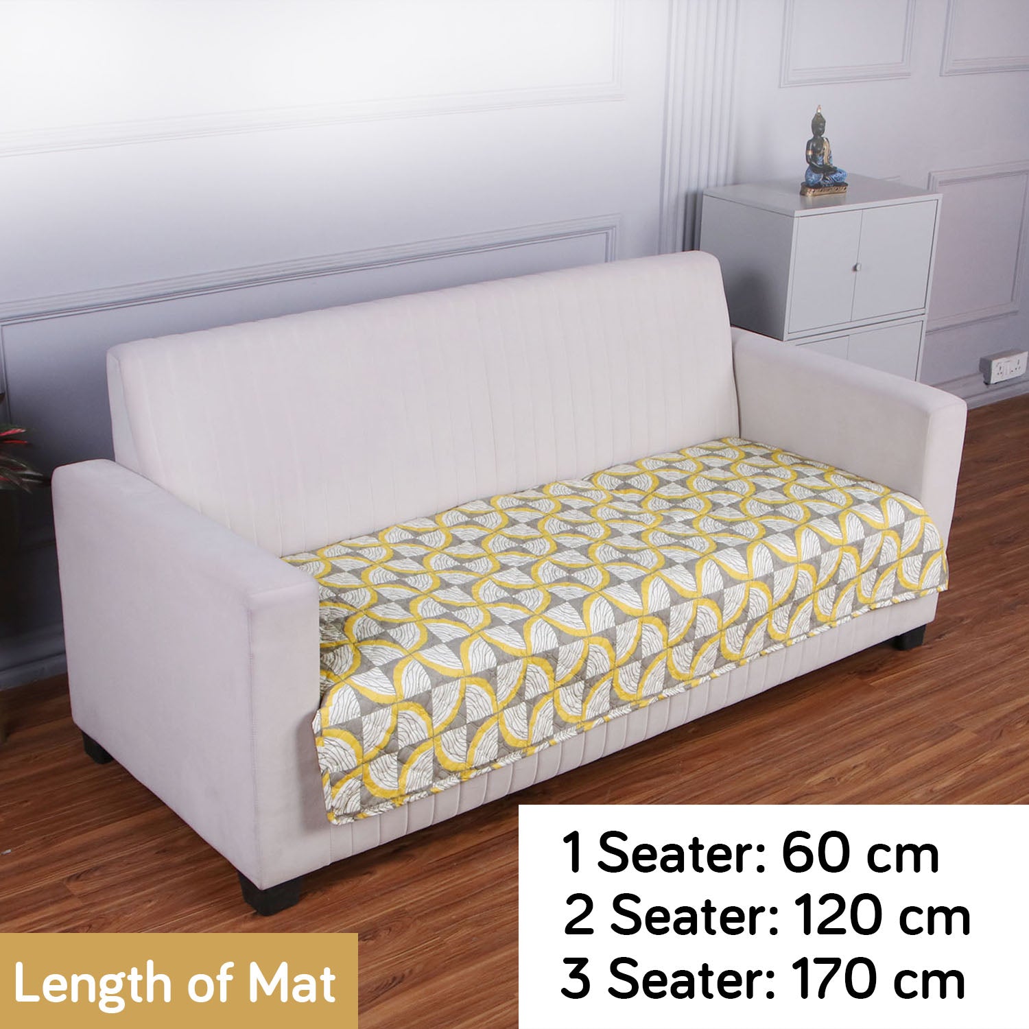 Quilted Sofa Seat Mat Covers for 1/2/3 Seater Sofa, Windmill Cyber Yellow