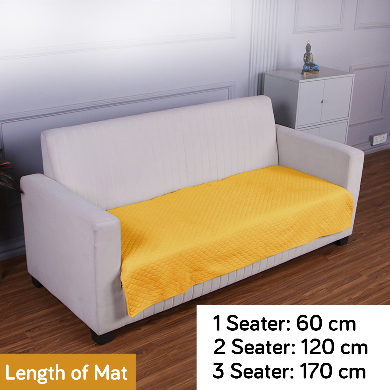 Quilted Sofa Cover Mat for 1/2/3 Seater Sofa, Yellow