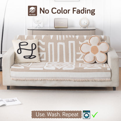 Urban Tribe Premium Chenille Fabric Sofa Cover, Beige