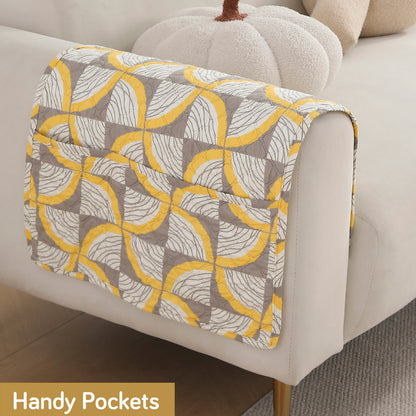 Polyester Printed Quilted Sofa Cover Mats, Windmill Cyber Yellow