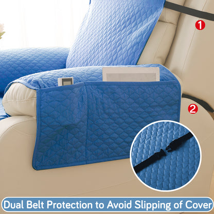Quilted Recliner Mats for 1 Seater Recliner Sofa, Blue
