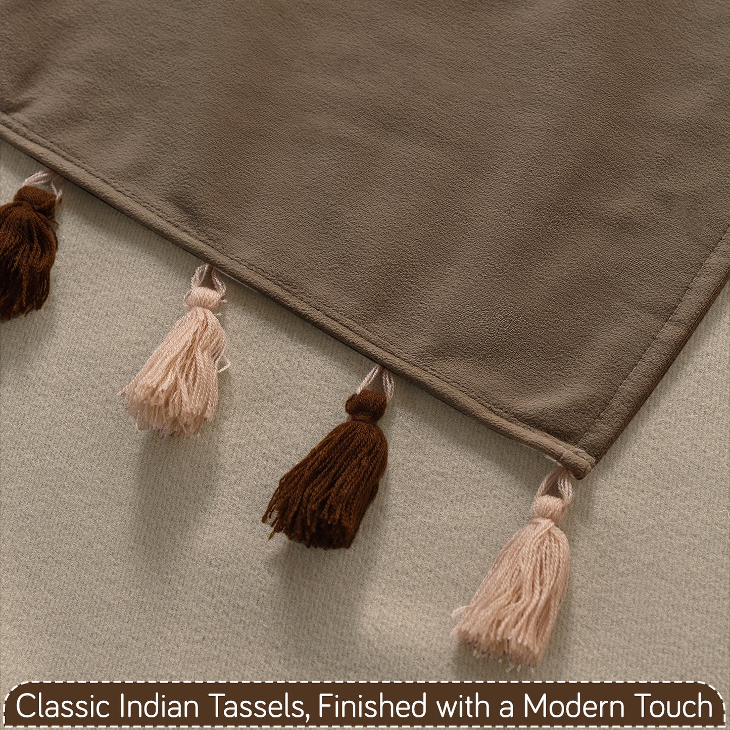 Holland Velvet 5-Seater Sofa Cover (3+1+1), TasselTone Series | Warm Taupe