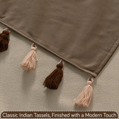 Holland Velvet 5-Seater Sofa Cover (3+1+1), TasselTone Series | Warm Taupe