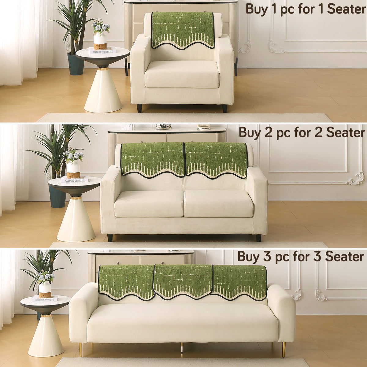 Premium Supple Soft Wavy Sofa Cover Mat, Green