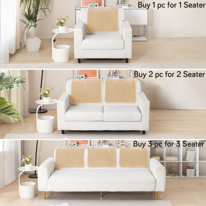 Diamond Plush Pebble Quilted Sofa Cover Mat, Beige