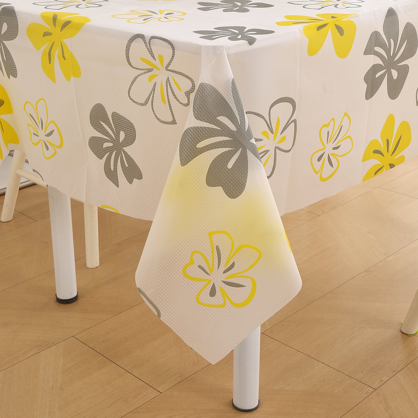 PEVA Waterproof Table Cover Cloth for 2/4/6 Seaters Dining Table | Dustproof Table Cloth for Study & Coffee Table, Perwinkle Canary Yellow
