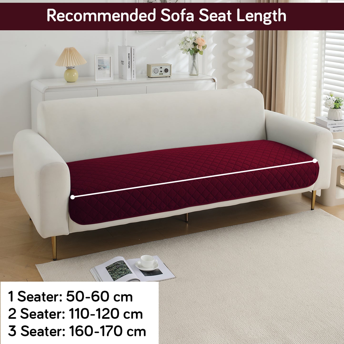 HOKIPO Waterproof Quilted Mats, Burgundy