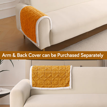 'Italian Caelora' Luxury Jacquard Plush Anti-Slip Sofa Cover Mat - Honey Yellow