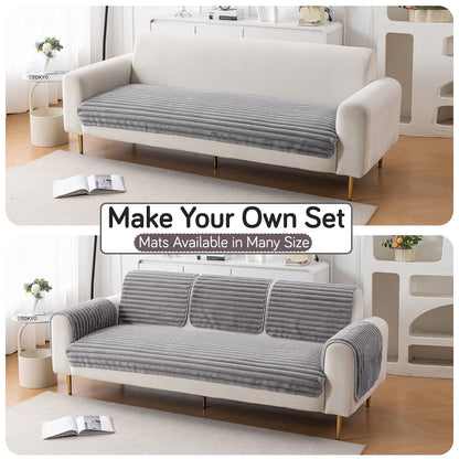 Faux Rabbit Fur Plush Anti-Slip Sofa Mat |Snuggle Fur Grey