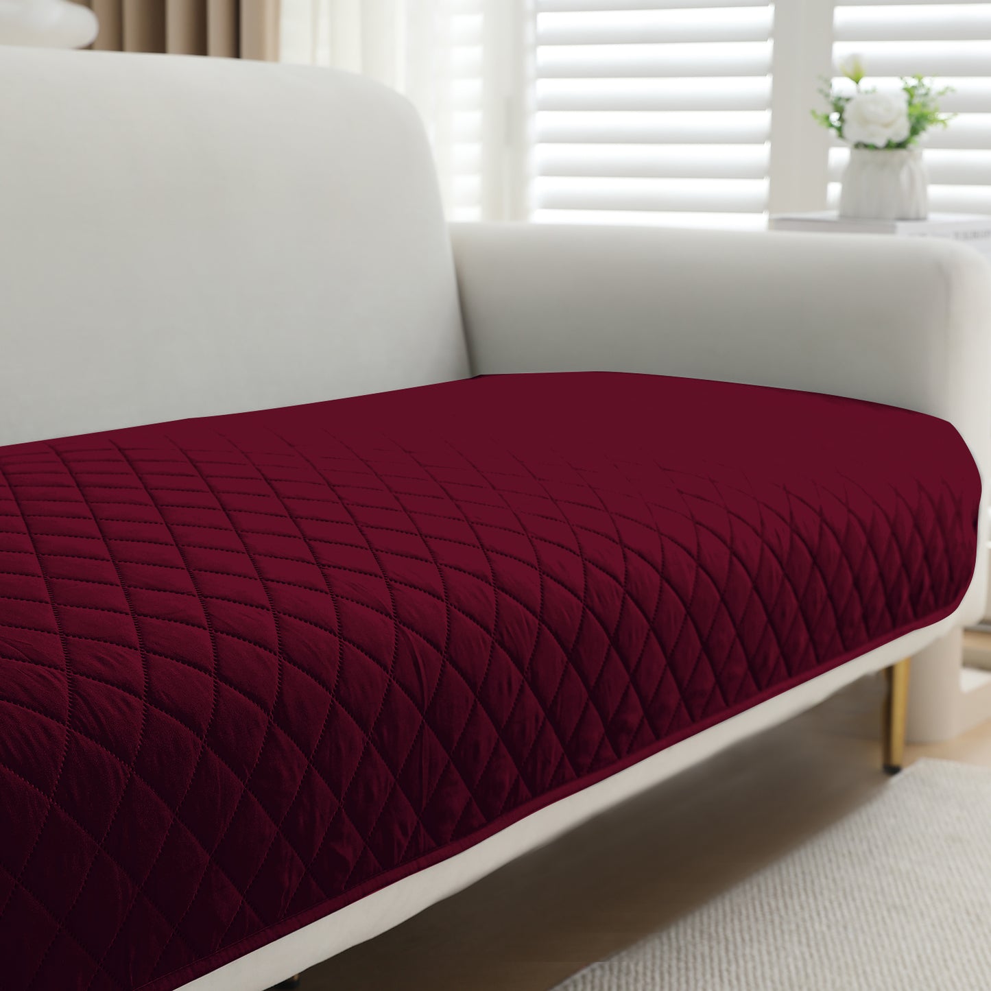 HOKIPO Waterproof Quilted Mats, Burgundy