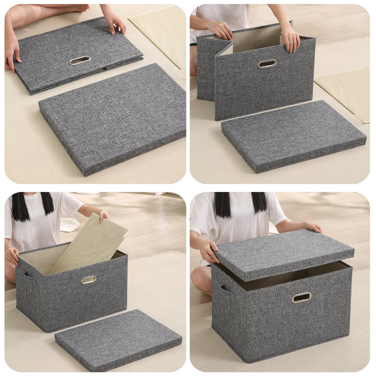 Multipurpose Foldable Storage Box with Lid, Medium / Large / Extra Large, Grey