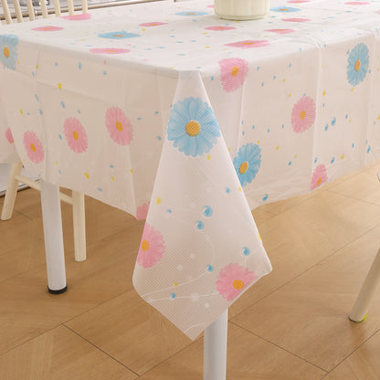PEVA Waterproof Table Cover Cloth for 2/4/6 Seaters Dining Table | Dustproof Table Cloth for Study & Coffee Table, Dahlia Blush Pink