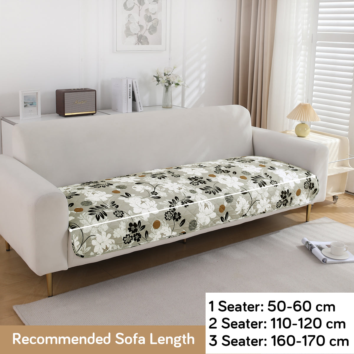 Water Repellent + Waterproof Quilted Sofa Mats, Feather Brown Floral