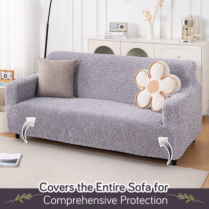 Italian Belissia Luxe Series' Super Stretchable Microfiber 1/2/3 Seater Sofa Cover, Ice Grey