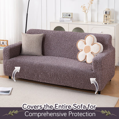 Italian Belissia Luxe Series' Super Stretchable Microfiber 1/2/3 Seater Sofa Cover, Plum Brown