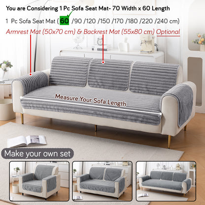 Faux Rabbit Fur Plush Anti-Slip Sofa Mat |Snuggle Fur Grey