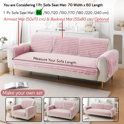 Faux Rabbit Fur Plush Anti-Slip Sofa Mat |Snuggle Fur Soft Pink