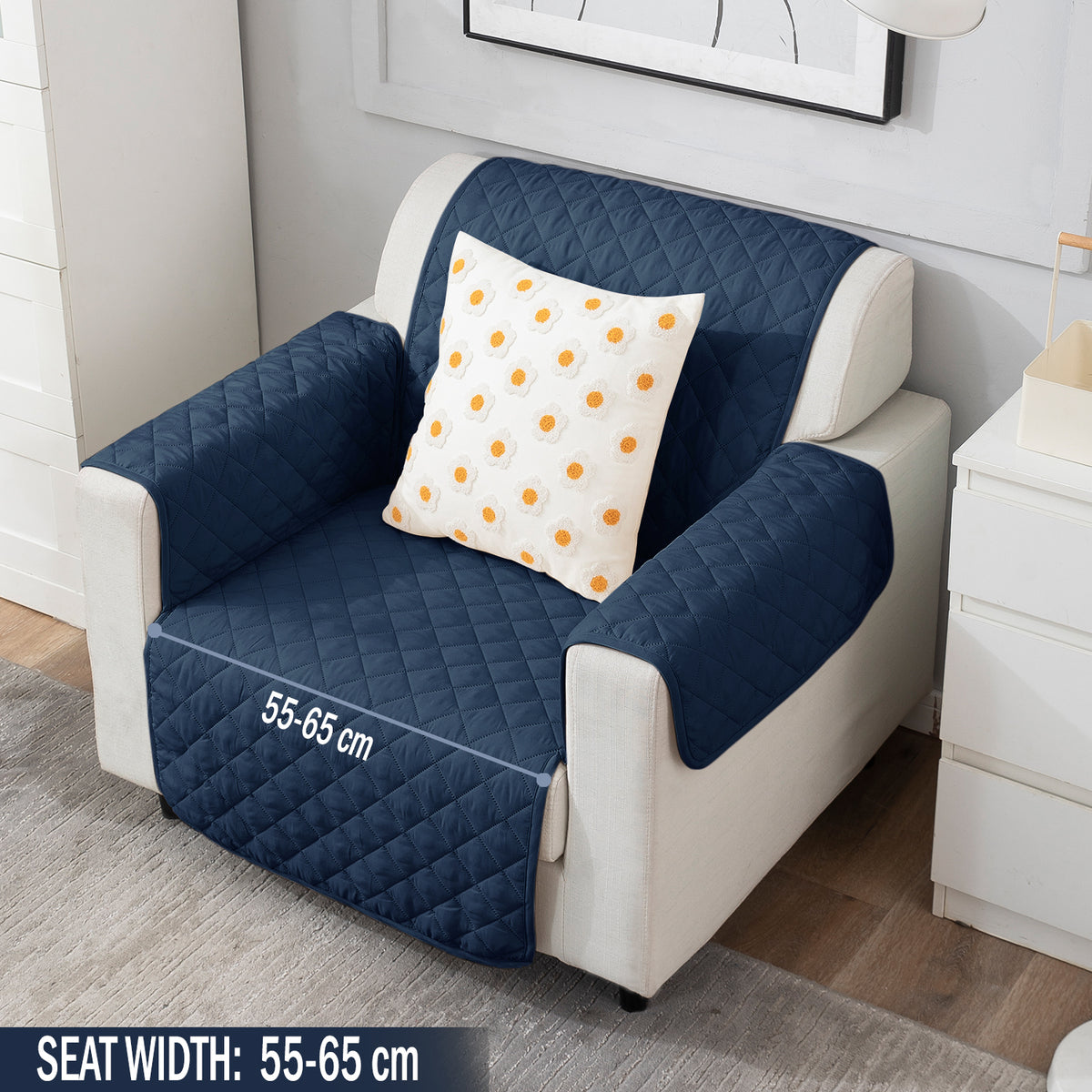 Navy Blue elegant single seater sofa cover
