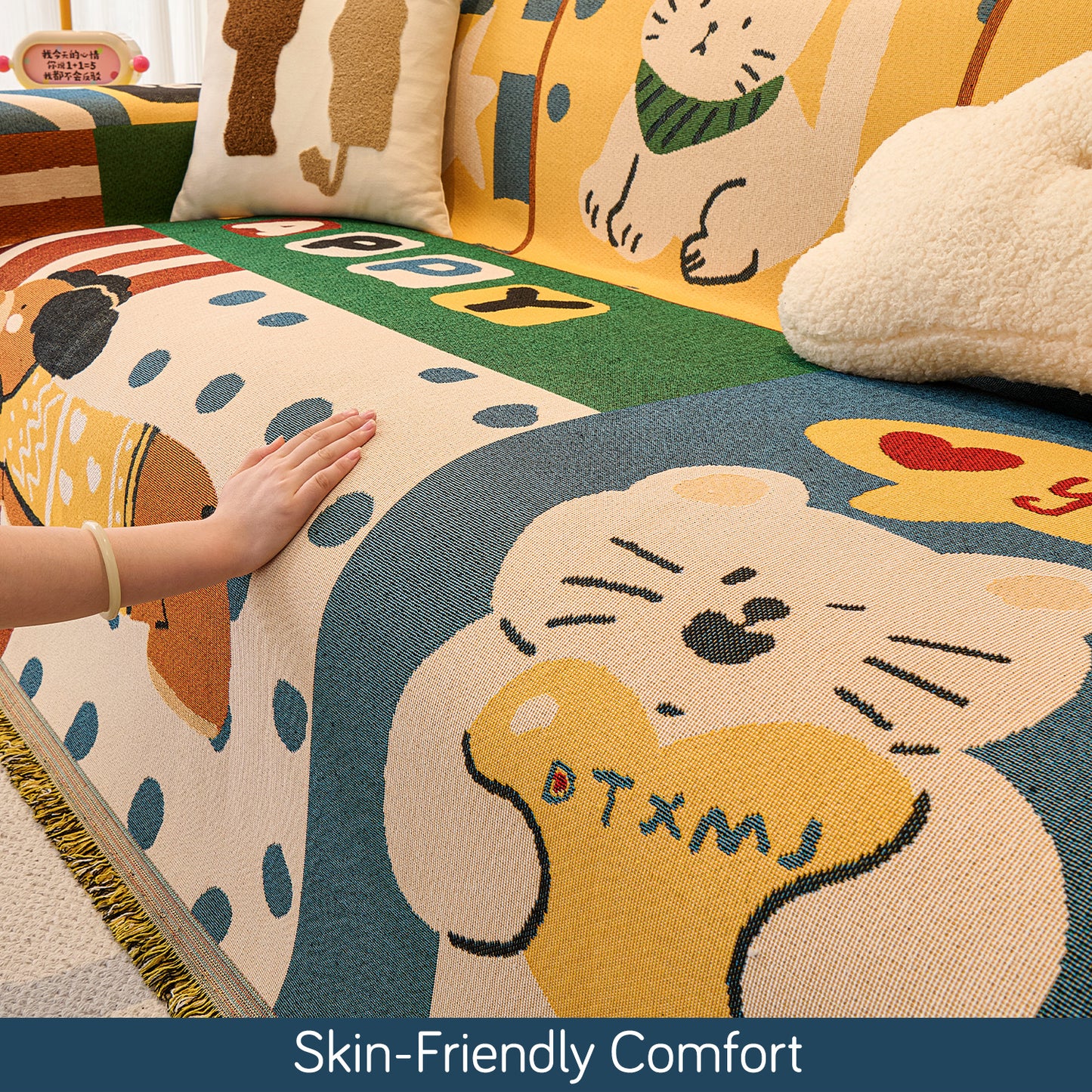 All-Season Chenille Sofa Throw, Cuddle Friends Series
