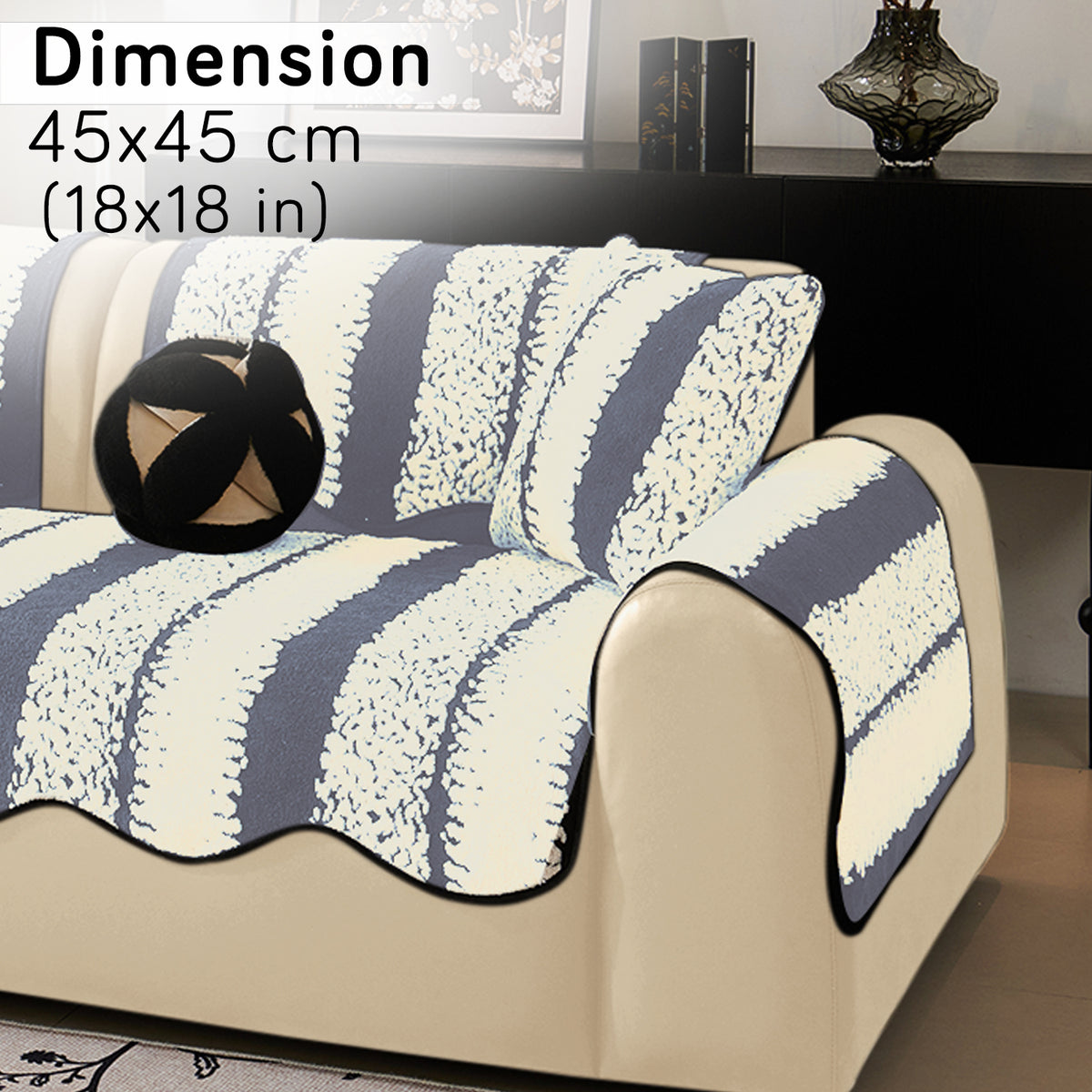 Luxury Wavy Plush Cushion Cover for Sofa - Pewter Grey - Pack of 2