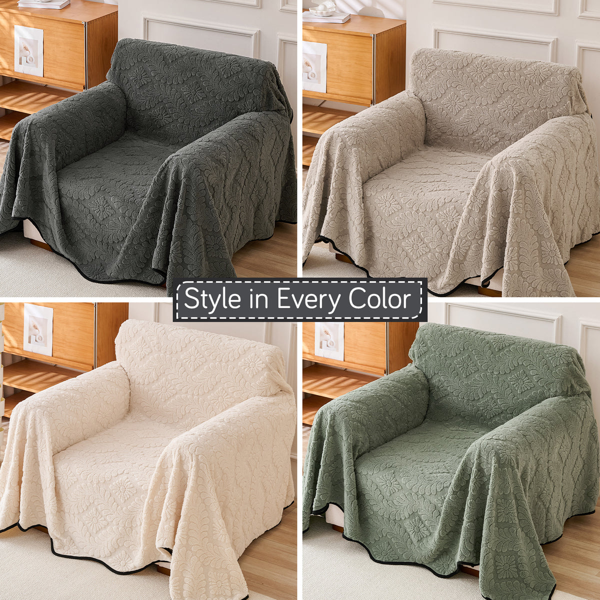 Buy Multiple Colour Wavy Petal Crest Series Plush Sofa Throw | HOKIPO