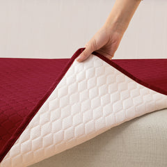 Quilted Sofa Cover Mat for 1/2/3 Seater Sofa, Maroon