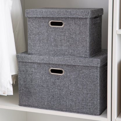Multipurpose Foldable Storage Box with Lid, Extra Large 50x35x32 cm, Grey