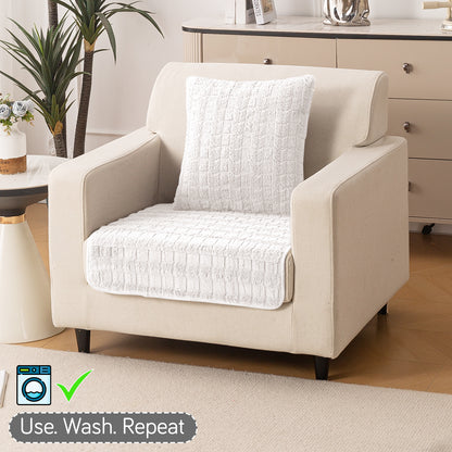 Premium Plush Anti Slip Sofa Mat for 1/2/3 Seater, White