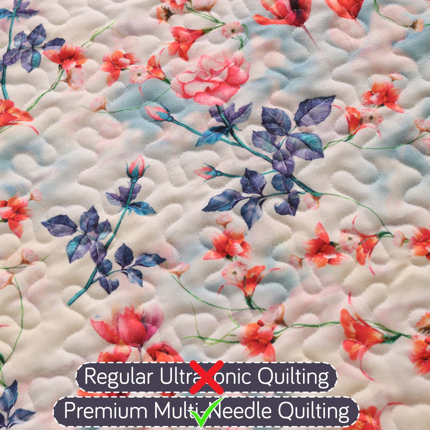 Florentina Series Printed Holland Velvet Sofa Mat - Scarlet Rose Ivory