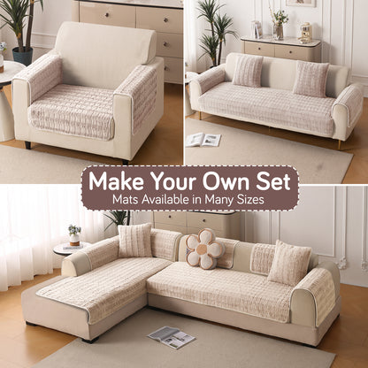 'Plush Haven' Premium Anti Slip Sofa Cover Mat, Beige