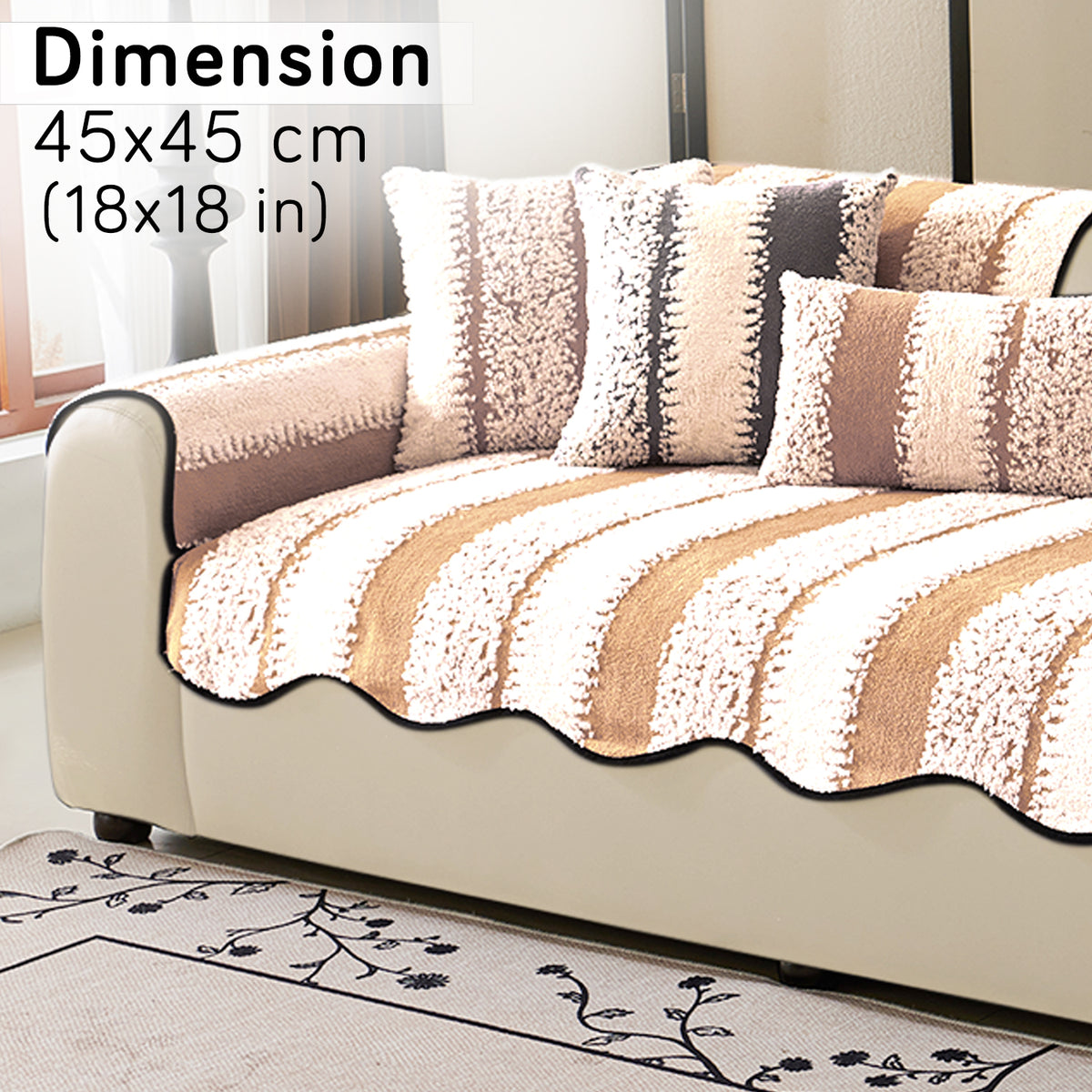 Luxury Wavy Plush Cushion Cover for Sofa - Desert Brown - Pack of 2