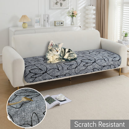 HOKIPO Water Repellent + Waterproof Quilted Sofa Mats, Intense Grey Abstract Floral