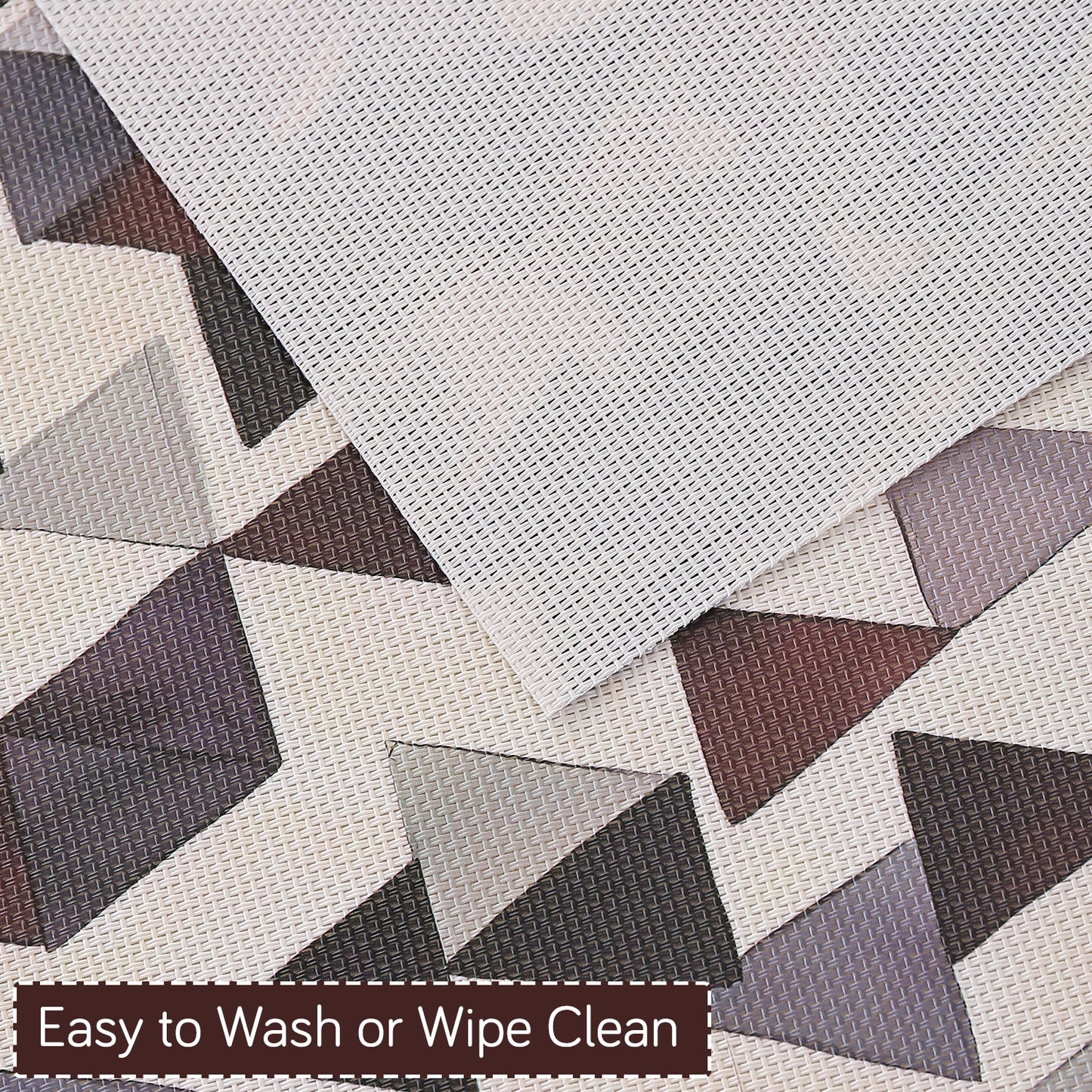 Color Splash PVC Mats for Dining Table, Triangular Mosaic - Burgundy Red