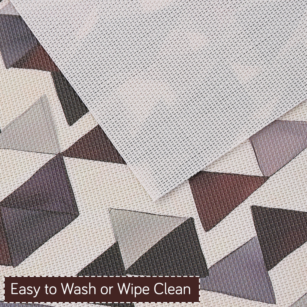 Color Splash PVC Mats for Dining Table, Triangular Mosaic - Burgundy Red