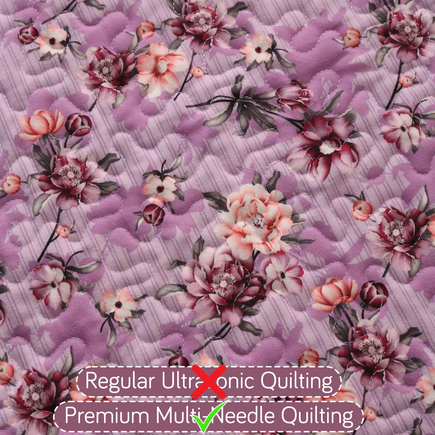 Florentina Series Printed Holland Velvet Sofa Mat - Peony Lavender